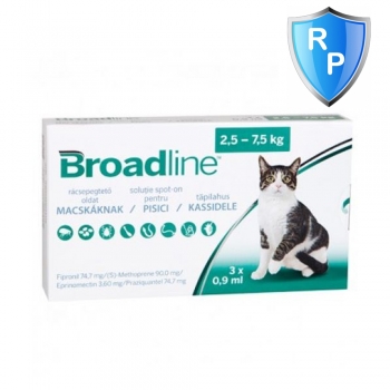 BROADLINE, spot-on, soluție antiparazitară, pisici 2,5-7,5kg, 3 pipete