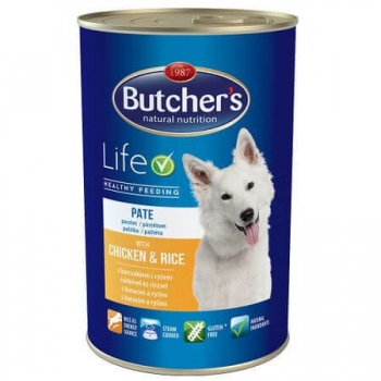 Butcher's Dog Life Pate, Pui si Orez, 390 g