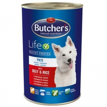 Pachet Butcher's Dog Life Pate, Vita si Orez, 6x390 g imagine