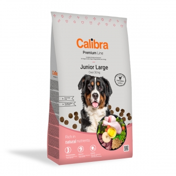 CALIBRA Premium Line Junior L, Pui, hrană uscată câini junior, 12kg
