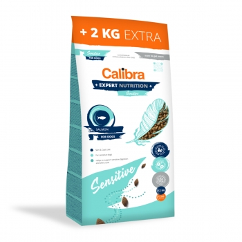 Calibra Dog Expert Nutrition, Sensitive Somon, 12kg+2kg GRATUIT 12kg+2kg imagine 2022