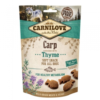 CARNILOVE Semi Moist Snack, Crap cu Cimbru, recompense funcționale fără cereale câini, suport metabolic, 200g 200g imagine 2022