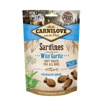 CARNILOVE Semi Moist Snack, Sardine cu Usturoi Sălbatic, recompense funcționale fără cereale câini seniori, 200g 200g