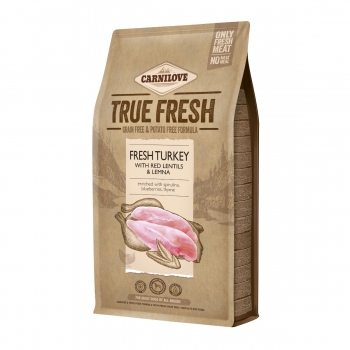 CARNILOVE True Fresh Adult S-XL, Curcan proaspăt cu linte roșie, hrană uscată fără cereale câini, 1.4kg