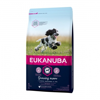 Eukanuba Puppy Medium cu Pui, 15 kg