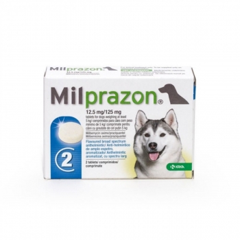 Milprazon Caine 12.5 / 125 mg (> 5 kg), 2 comprimate Milprazon imagine 2022