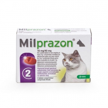 Milprazon Pisica 16 / 40 mg (2 – 8 kg),2 comprimate Milprazon imagine 2022