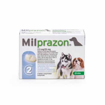 Milprazon Caine 2.5 / 25 mg (< 5 kg), 2 comprimate Milprazon imagine 2022