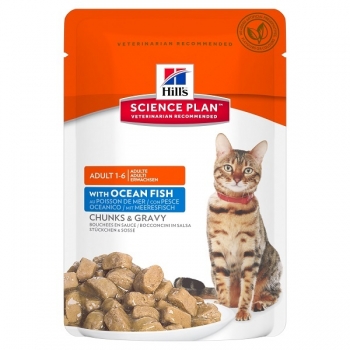 Hill's SP Feline Adult Bucatele de Carne in Sos cu Peste Oceanic, Plic, 85 g