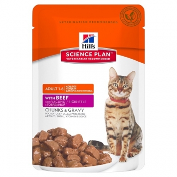 Hill's SP Feline Adult Bucatele de Carne in Sos cu Vita, Plic, 85 g