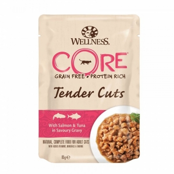 Hrana Umeda Wellness Core Cat Tender Cuts cu Somon si Ton, in Sos, 85 g Cat imagine 2022