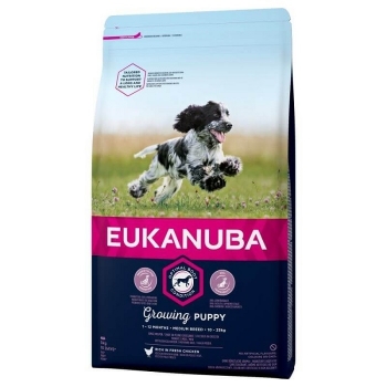 Eukanuba Puppy Mediu cu Pui, 12 kg câini imagine 2022