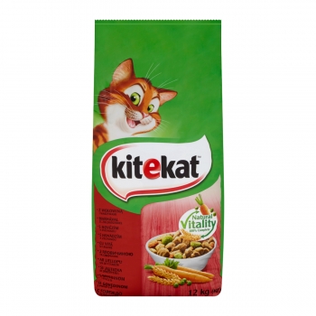 KITEKAT, Vită și legume, pachet economic hrană uscată pisici, 12kg x 2