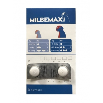 Milbemax Dog 12,5 / 125 mg (5 - 25 kg) - 2 tablete imagine