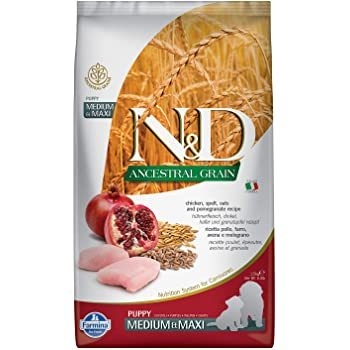 N&D Ancestral Grain Dog Puppy Med&Maxi cu Pui, Ovaz si Rodie, 12 kg imagine