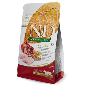 N&D Cat Grain Free Neutered Pui si Rodie, 10 kg