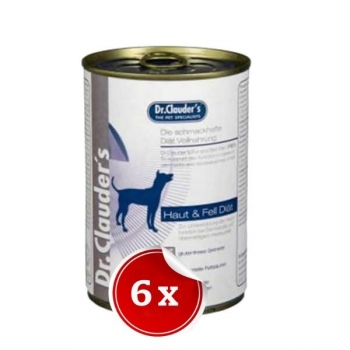 Pachet 6 Conserve Dr. Clauder's Diet Dog Derma, 400 g