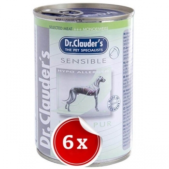 Pachet 6 Conserve Dr. Clauder's Dog Hypoallergenic Miel, 400 g