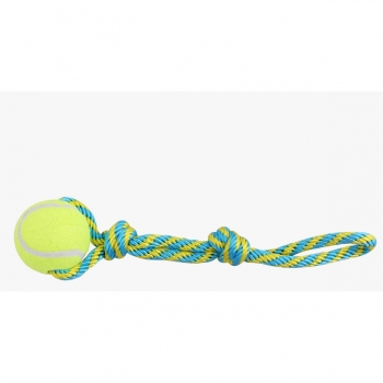 PAWISE Minge de Tenis cu Sfoară , jucărie minge câini, S-L, sintetic, dentiție, activități fizice, galben și albastru, ⌀6.6 cm ⌀6.6 imagine 2022