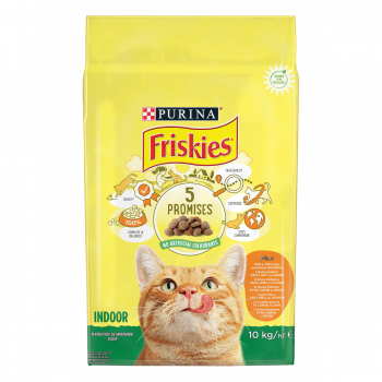 PURINA Friskies Adult Indoor, Pui cu Legume, hrană uscată pisici de interior, 10kg 10kg