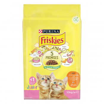PURINA Friskies Junior, Pui și Curcan, pachet economic hrană uscată pisici junior, 10kg x 2 Friskies imagine 2022