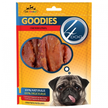 Recompense 4Dog Goodies Chicken Strips, 100 g imagine