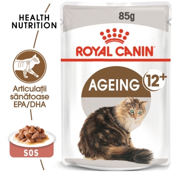 Royal Canin Ageing 12+, plic hrană umedă pisici senior, (în sos), 85g