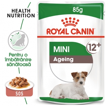 Royal Canin Mini Ageing 12+, plic hrană umedă câini senior, (în sos), 85g