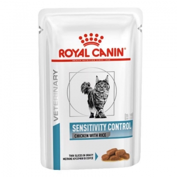 ROYAL CANIN Veterinary Diet Sensitivity Control, Pui și Orez, dietă veterinară, plic hrană umedă pisici, sistem digestiv, (în sos), bax, 85g x 12buc (plic) imagine 2022