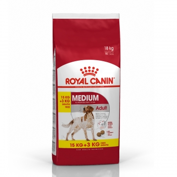 ROYAL CANIN Medium Adult, hrană uscată câini, 15kg+3kg GRATUIT 15kg+3kg imagine 2022