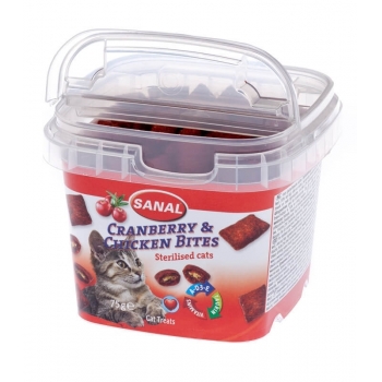 Sanal Cat cranberry and chicken bites cup 75 g pentruanimale.ro imagine 2022