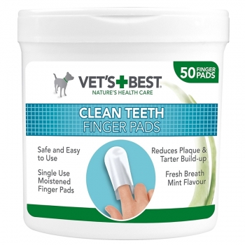 Vet’s Best Clean Teeth Finger, Servetele pentru Igiena Dintilor, 50 buc pentruanimale.ro imagine 2022