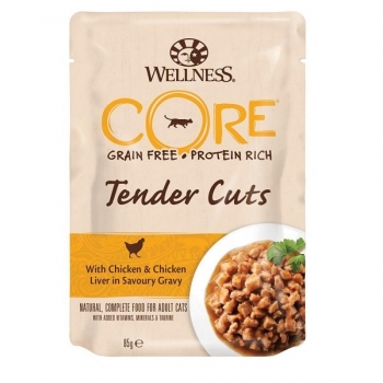Wellness Core Cat Tender Cuts cu Pui si Ficat, in Sos, 85 g Cat imagine 2022