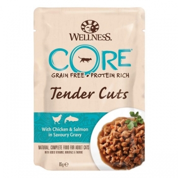 Wellness Core Cat Tender Cuts cu Pui si Somon, in Sos, 85 g pentruanimale